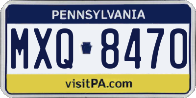 PA license plate MXQ8470