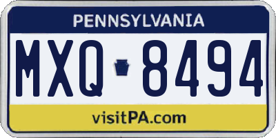 PA license plate MXQ8494