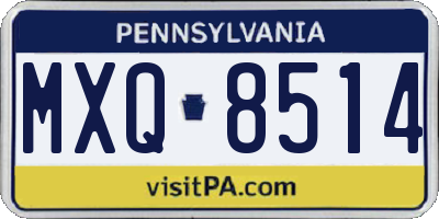 PA license plate MXQ8514