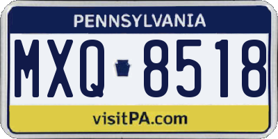 PA license plate MXQ8518