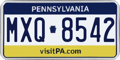 PA license plate MXQ8542
