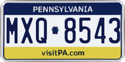 PA license plate MXQ8543