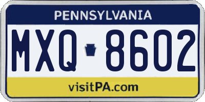 PA license plate MXQ8602