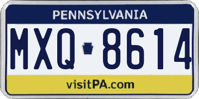 PA license plate MXQ8614