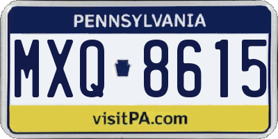 PA license plate MXQ8615