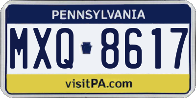 PA license plate MXQ8617