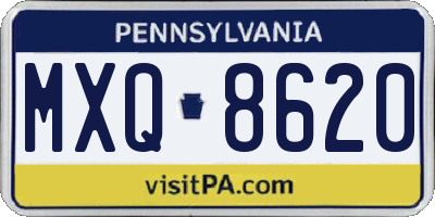 PA license plate MXQ8620