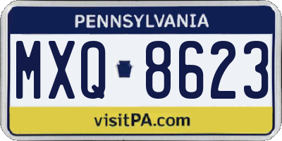 PA license plate MXQ8623
