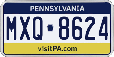 PA license plate MXQ8624