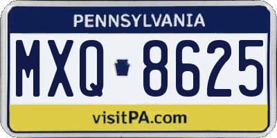 PA license plate MXQ8625