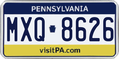 PA license plate MXQ8626