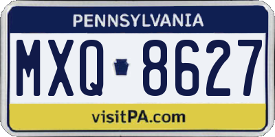 PA license plate MXQ8627