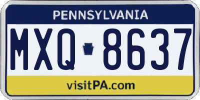 PA license plate MXQ8637