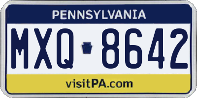 PA license plate MXQ8642