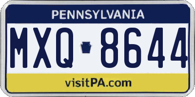 PA license plate MXQ8644