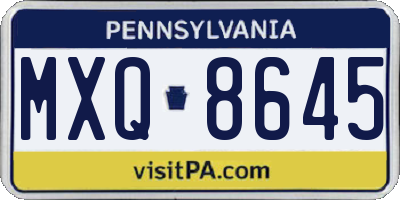 PA license plate MXQ8645