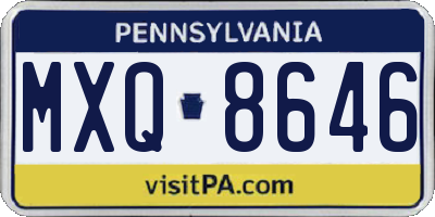 PA license plate MXQ8646