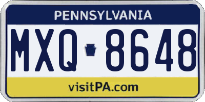 PA license plate MXQ8648