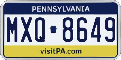 PA license plate MXQ8649
