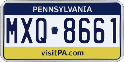 PA license plate MXQ8661