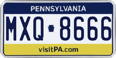 PA license plate MXQ8666