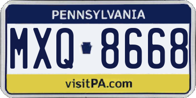 PA license plate MXQ8668