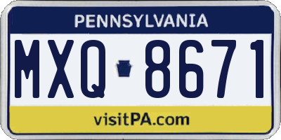 PA license plate MXQ8671