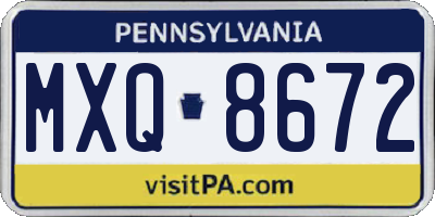 PA license plate MXQ8672