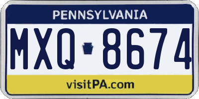PA license plate MXQ8674