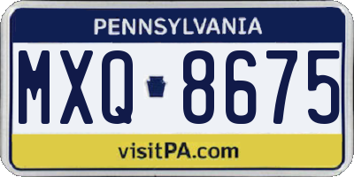 PA license plate MXQ8675