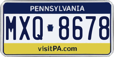 PA license plate MXQ8678