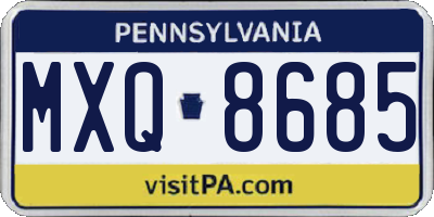 PA license plate MXQ8685