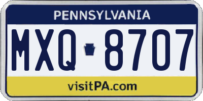 PA license plate MXQ8707