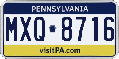 PA license plate MXQ8716