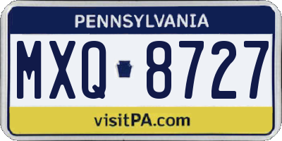 PA license plate MXQ8727