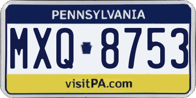 PA license plate MXQ8753