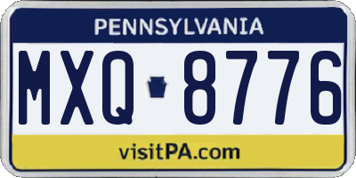 PA license plate MXQ8776