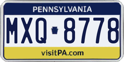 PA license plate MXQ8778