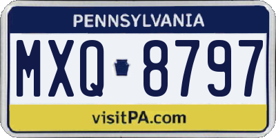 PA license plate MXQ8797