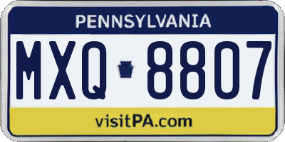 PA license plate MXQ8807