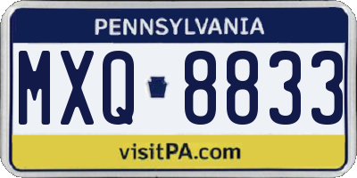 PA license plate MXQ8833
