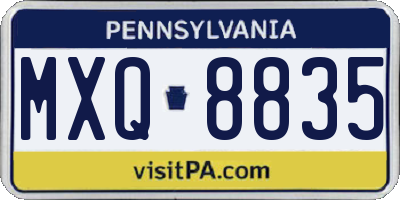PA license plate MXQ8835