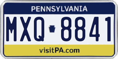 PA license plate MXQ8841
