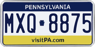 PA license plate MXQ8875