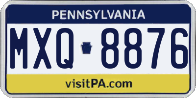 PA license plate MXQ8876