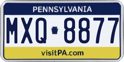 PA license plate MXQ8877