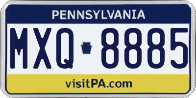 PA license plate MXQ8885