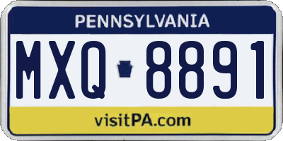 PA license plate MXQ8891