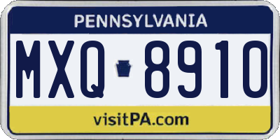 PA license plate MXQ8910
