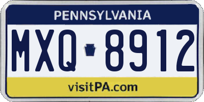 PA license plate MXQ8912
